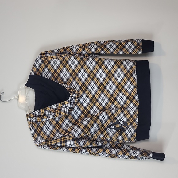 VOLCOM Black Gold Lumbar Jack Fleece Full Zip Puffy Hoodie with Pockets - Picture 5 of 12